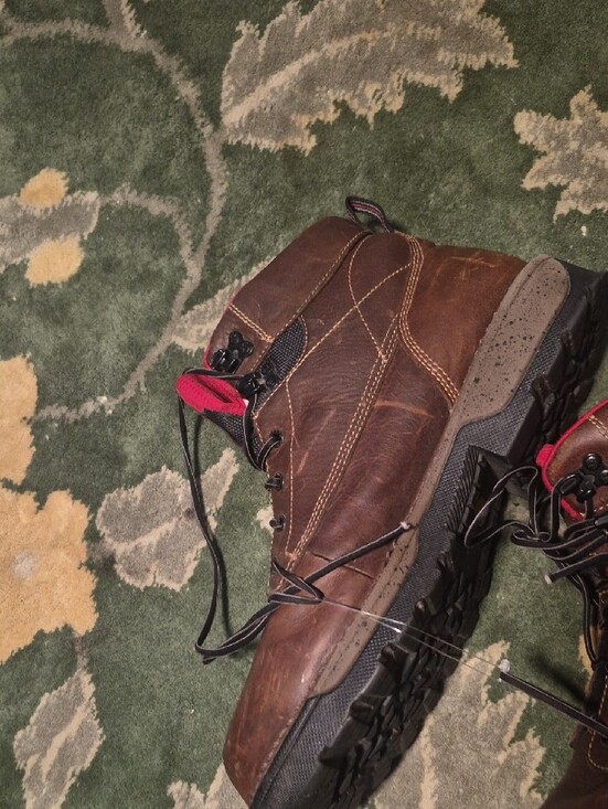 Rocky Brown Leather Work Boots with Red Collar main image 4